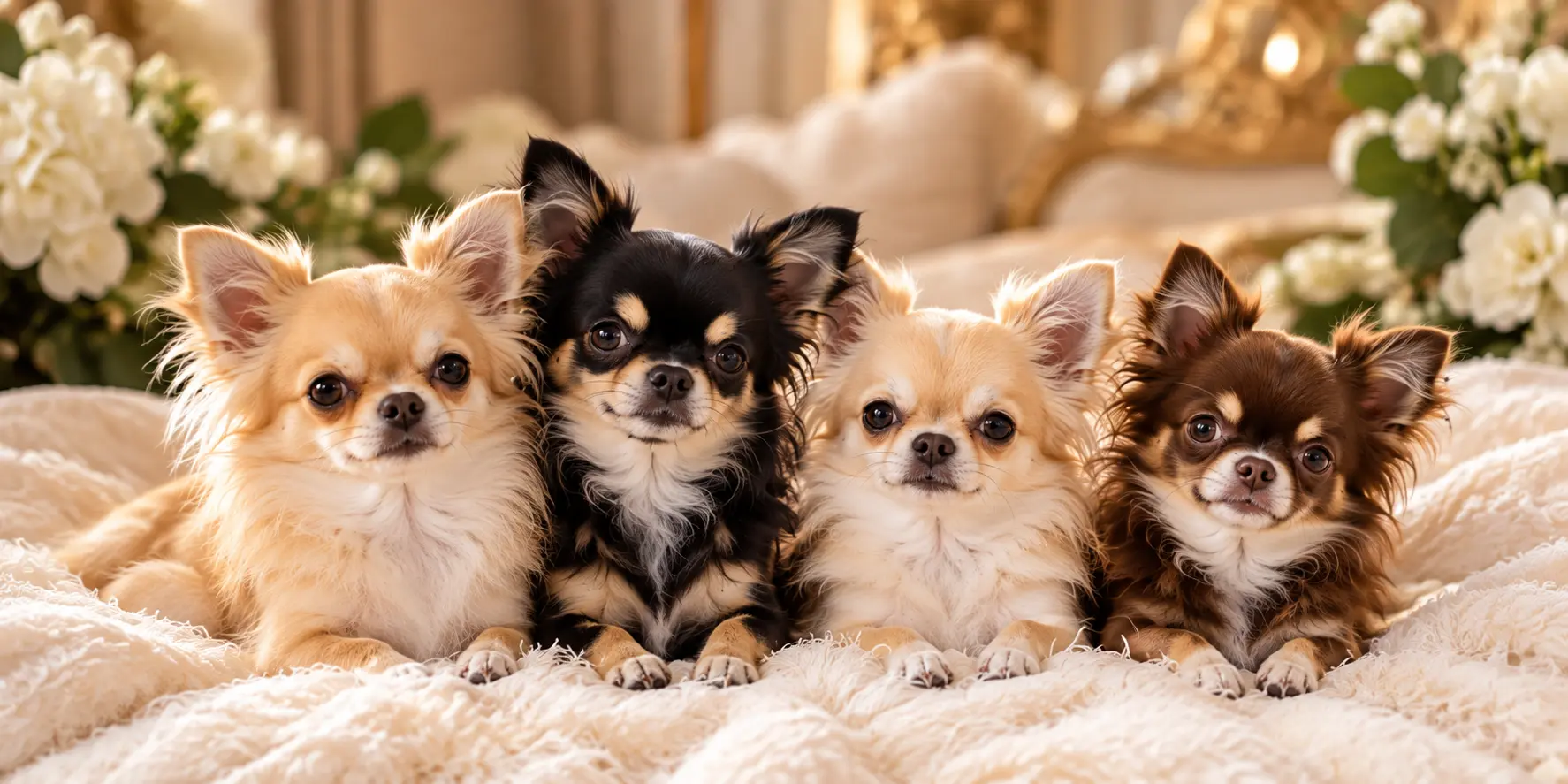 A group of adorable Chihuahuas relaxing together